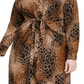 Vestido-camisa feminino Alfani Plus Size com estampa frontal e amarração, marrom, tamanho 28W
