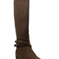Botas femininas Damien de cano alto, bico fechado, tamanho 9,5, marrom