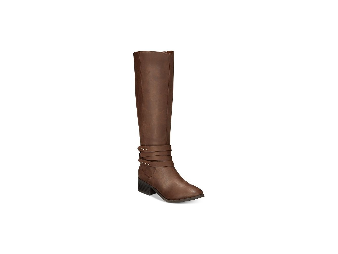 Botas femininas Damien de cano alto, bico fechado, tamanho 9,5, marrom