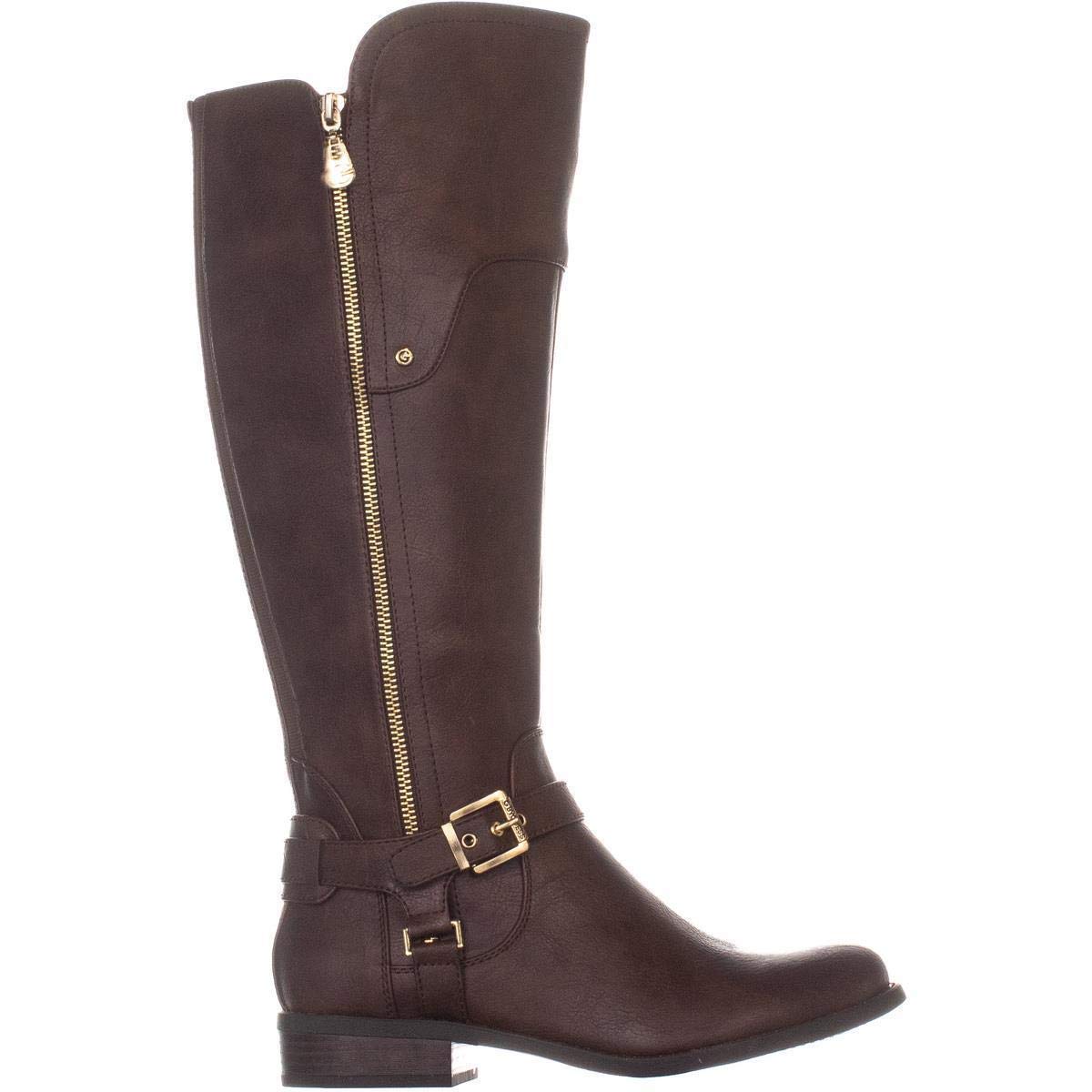 Botas femininas Guss de cano alto, bico fechado, marrom, tamanho 7 MW