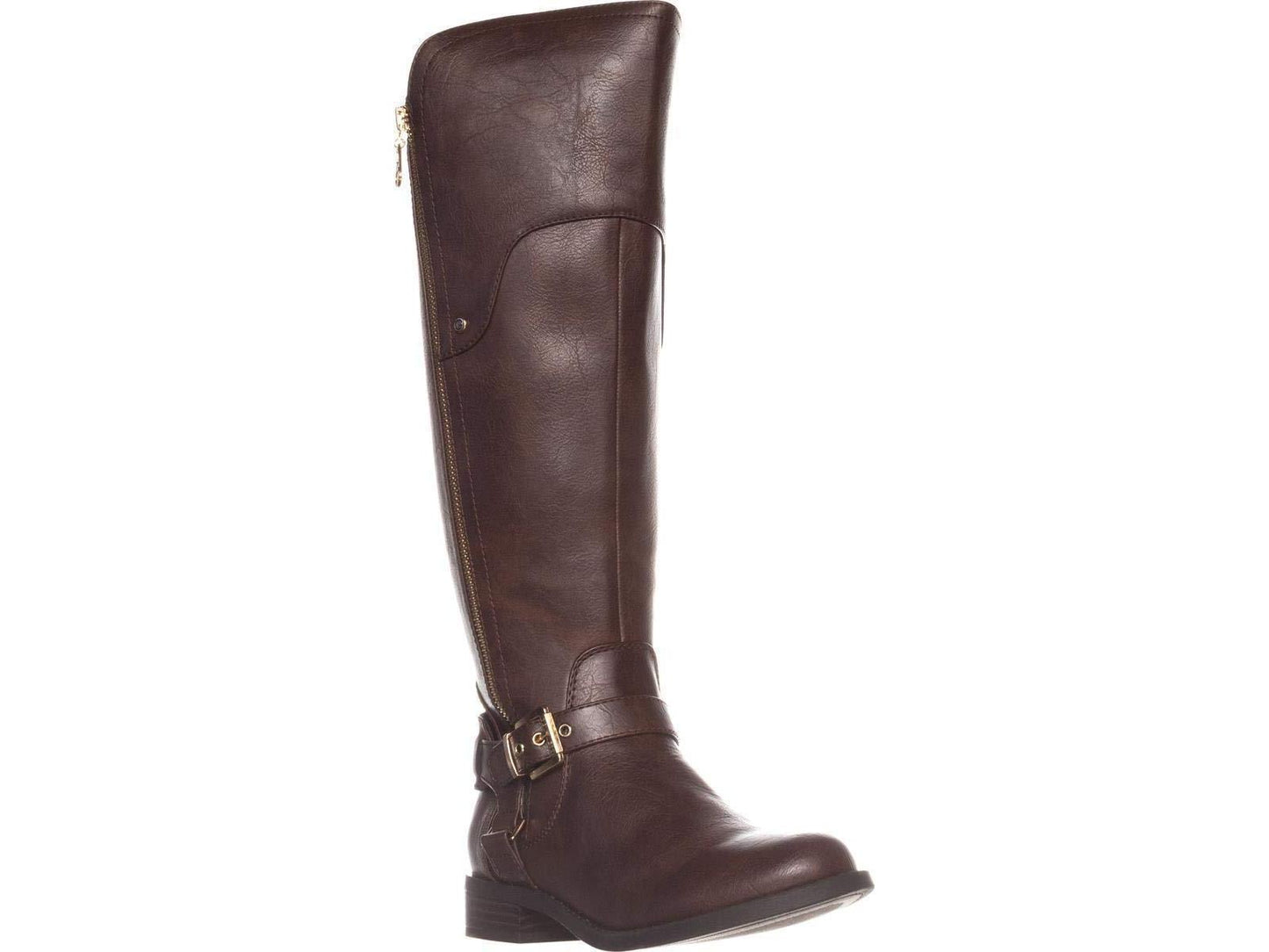 Botas femininas Guss de cano alto, bico fechado, marrom, tamanho 7 MW