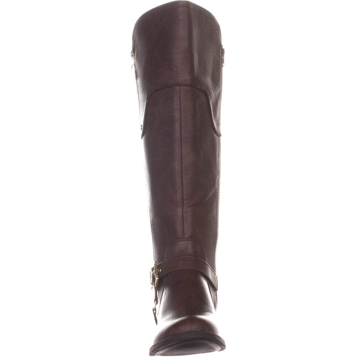 Botas femininas Guss de cano alto, bico fechado, marrom, tamanho 7 MW