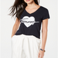 Camiseta Tommy Hilfiger Feminina com Estampa de Coração e Logotipo Sky Captain Tamanho Grande