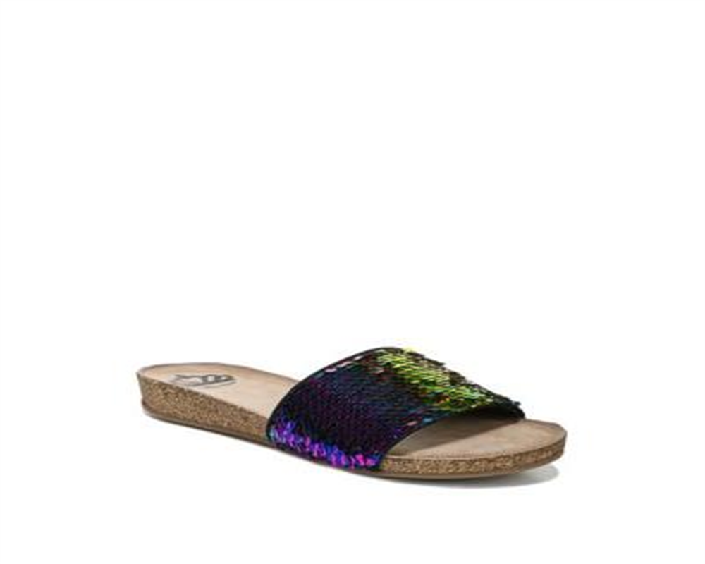 Sandálias femininas Fergalicious By Fergie com lantejoulas holográficas Miranda, pretas, tamanho 6 M