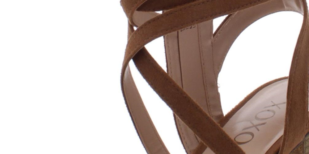 Sandálias femininas Xoxo Eden com tiras acolchoadas, bico redondo, salto bloco e zíper, tamanho marrom 8,5