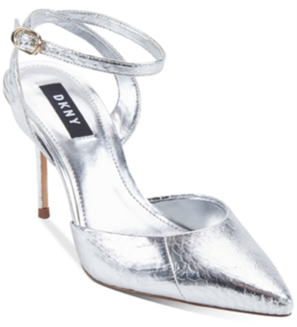 DKNY Jax Metallic Slingback Scarpin Feminino Prateado Tamanho 7,5M