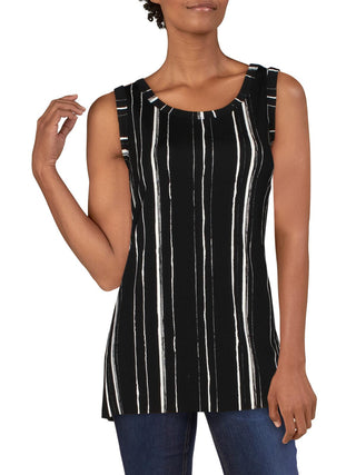 Blusa sem mangas com decote redondo e estampa Alfani feminina, preta, tamanho GG