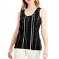 Blusa sem mangas com decote redondo e estampa Alfani feminina, preta, tamanho GG