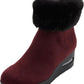 Botas femininas DKNY com zíper e bico redondo, com punho de pele sintética, tamanho 7,5, vermelhas