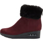 Botas femininas DKNY com zíper e bico redondo, com punho de pele sintética, tamanho 7,5, vermelhas