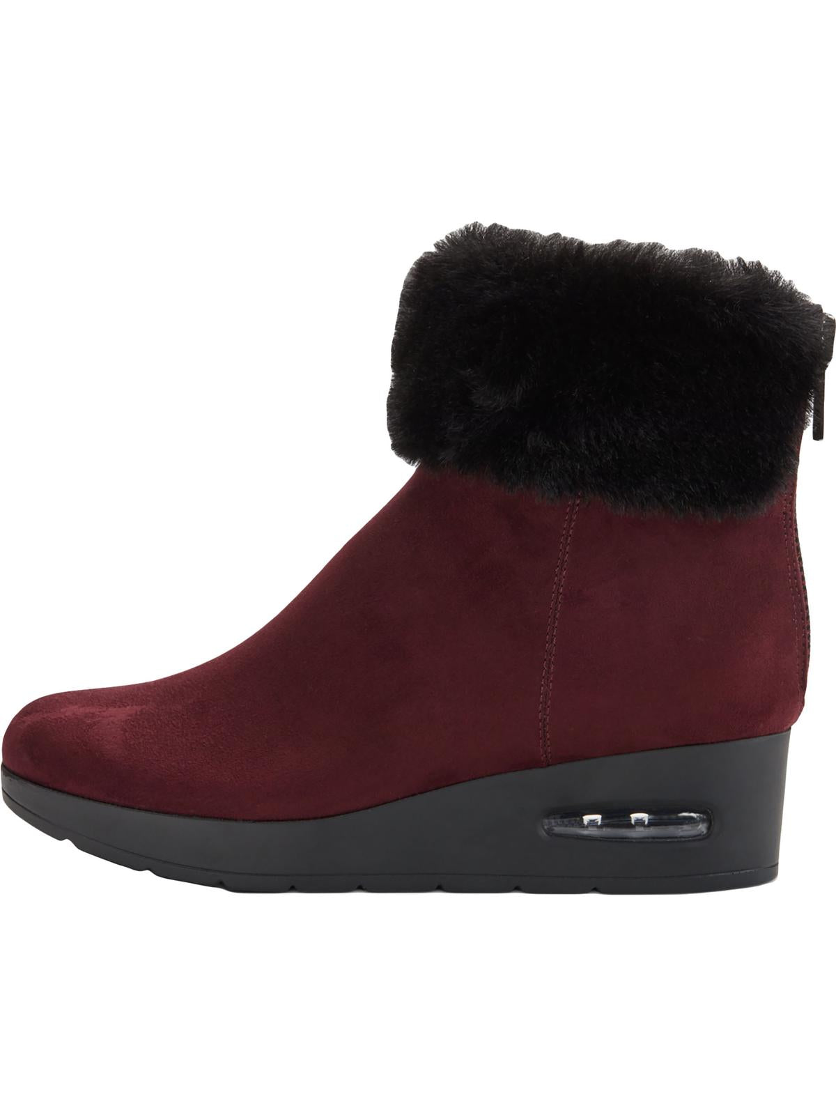 Botas femininas DKNY com zíper e bico redondo, com punho de pele sintética, tamanho 7,5, vermelhas