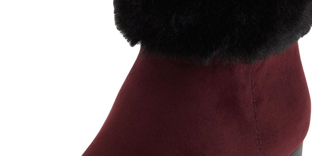 Botas femininas DKNY com zíper e bico redondo, com punho de pele sintética, tamanho 7,5, vermelhas