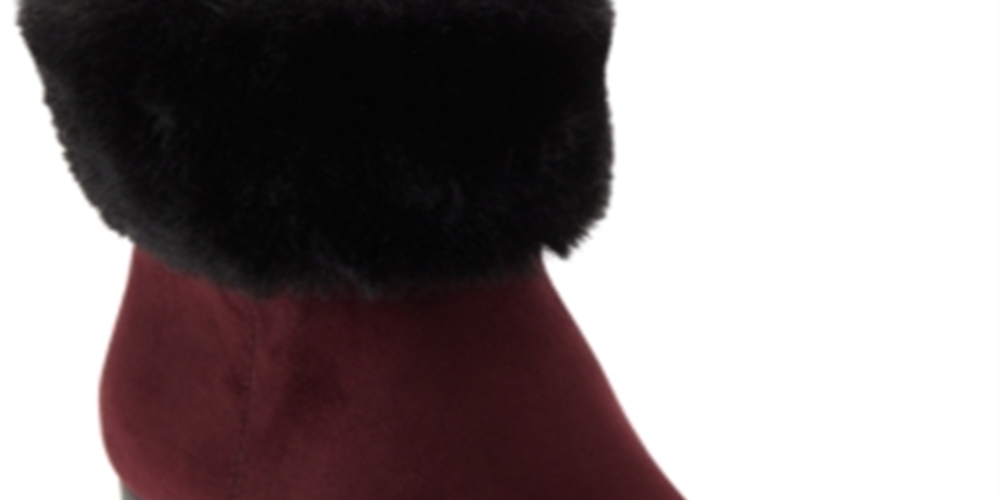 Botas femininas DKNY com zíper e bico redondo, com punho de pele sintética, tamanho 7,5, vermelhas