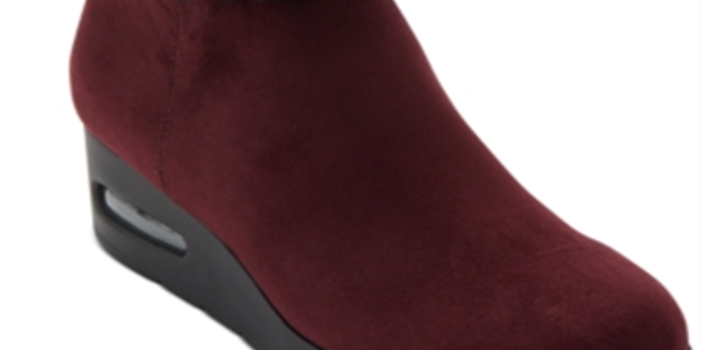 Botas femininas DKNY com zíper e bico redondo, com punho de pele sintética, tamanho 7,5, vermelhas
