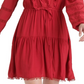 Lucky Brand Vestido curto feminino Parker com acabamento em picot e babados, vermelho, tamanho médio