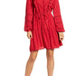 Lucky Brand Vestido curto feminino Parker com acabamento em picot e babados, vermelho, tamanho médio