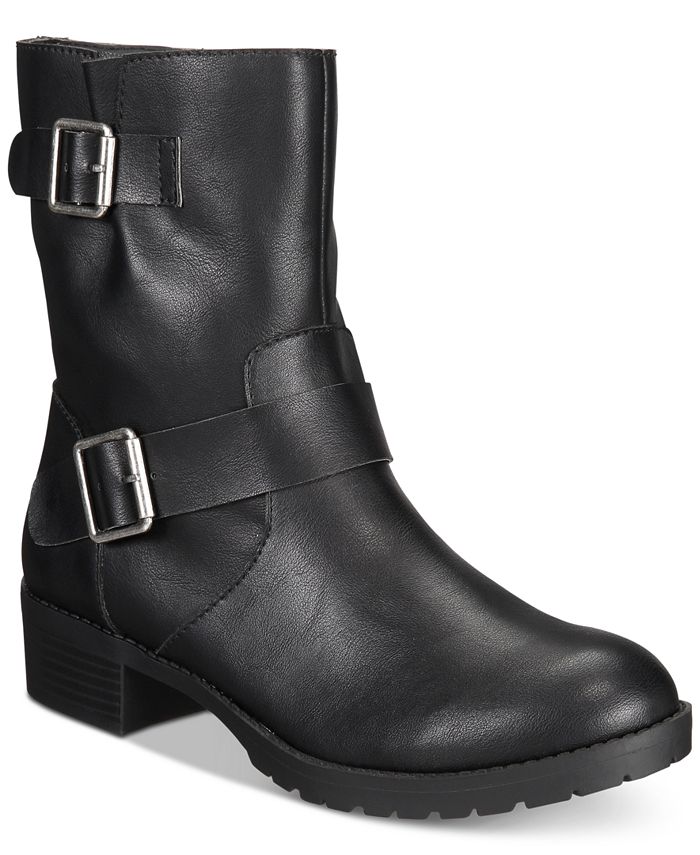 Botas femininas com salto bloco Gianara e fivela acolchoada, tamanho 9,5 M, estilo Style &amp; Co