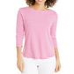 Charter Club Supima Cotton Listrado Top Feminino Rosa Tamanho X-S