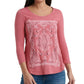 Camiseta feminina Lucky Brand Petites, decote redondo, estilo Lotus, rosa ardósia, tamanho grande