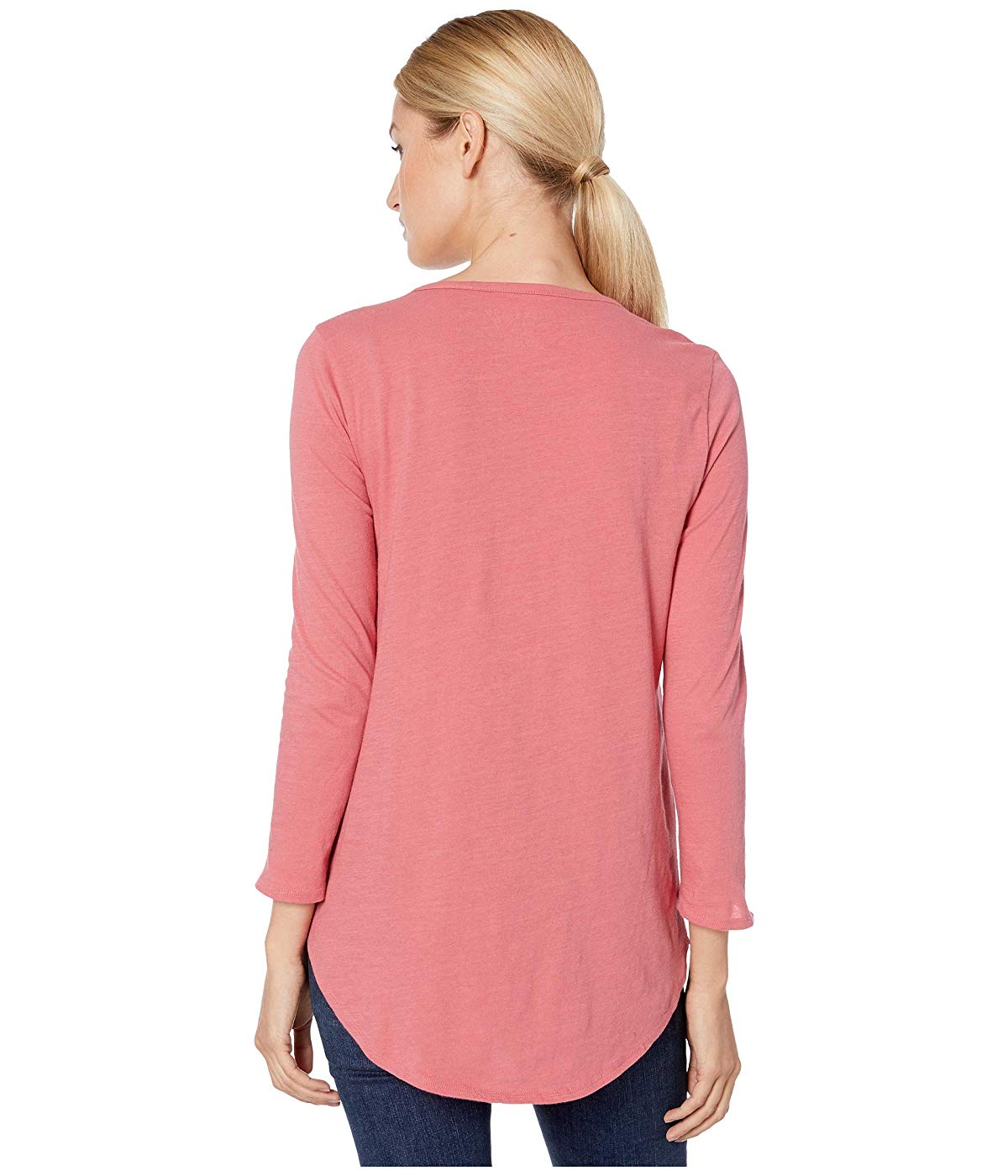 Camiseta feminina Lucky Brand Petites, decote redondo, estilo Lotus, rosa ardósia, tamanho grande