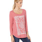 Camiseta feminina Lucky Brand Petites, decote redondo, estilo Lotus, rosa ardósia, tamanho grande
