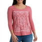Camiseta feminina Lucky Brand Petites, decote redondo, estilo Lotus, rosa ardósia, tamanho grande