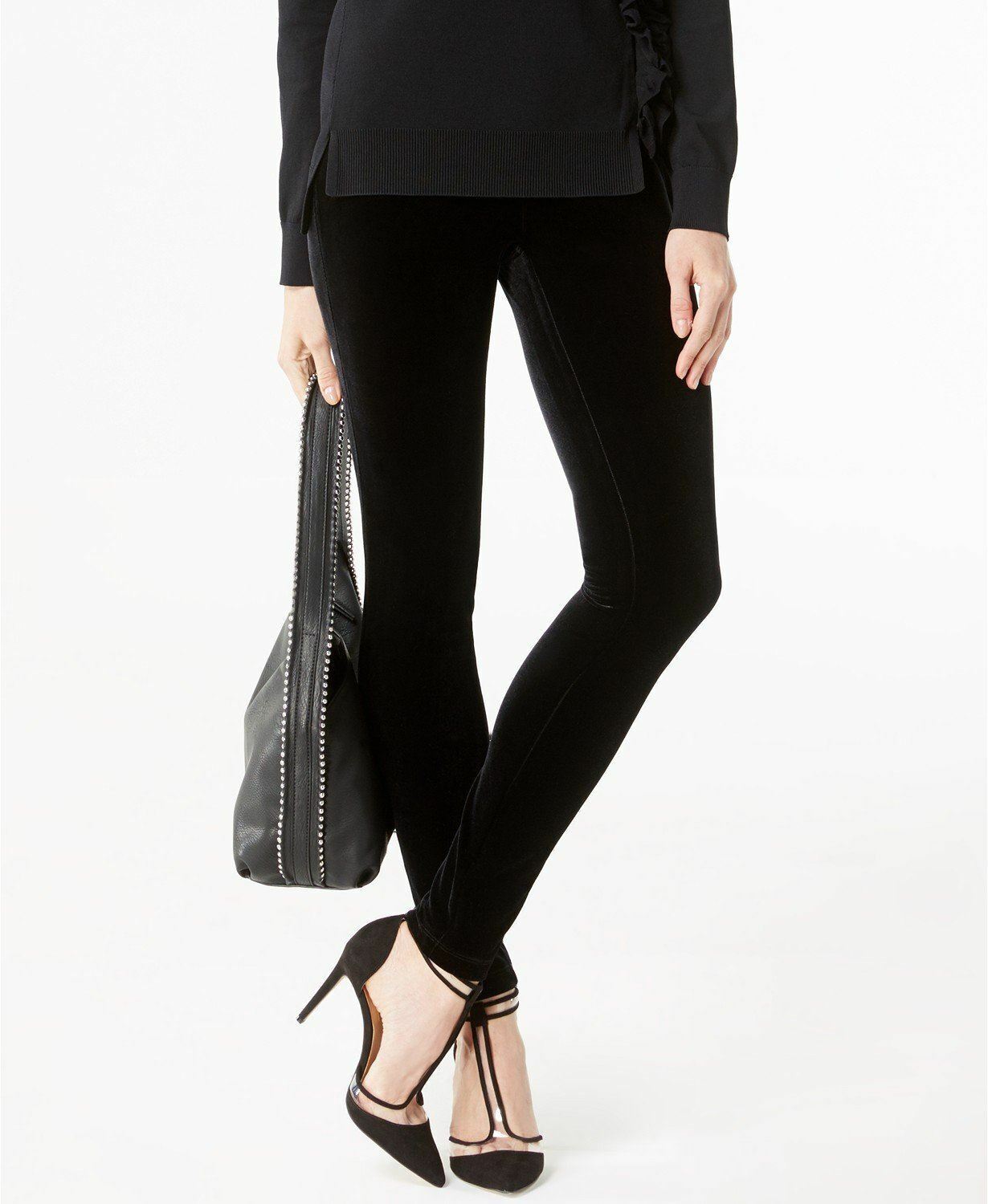 Calça skinny de veludo feminina INC Petite preta tamanho 0 P