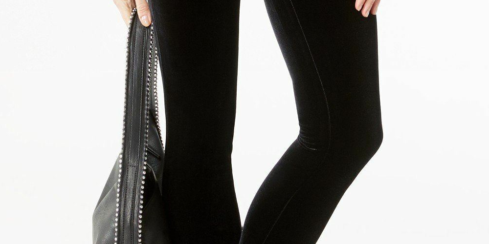 Calça skinny de veludo feminina INC Petite preta tamanho 0 P