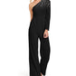 Macacão Calvin Klein Feminino com Zíper e Manga Longa e Decote Assimétrico, Preto, Tamanho 8