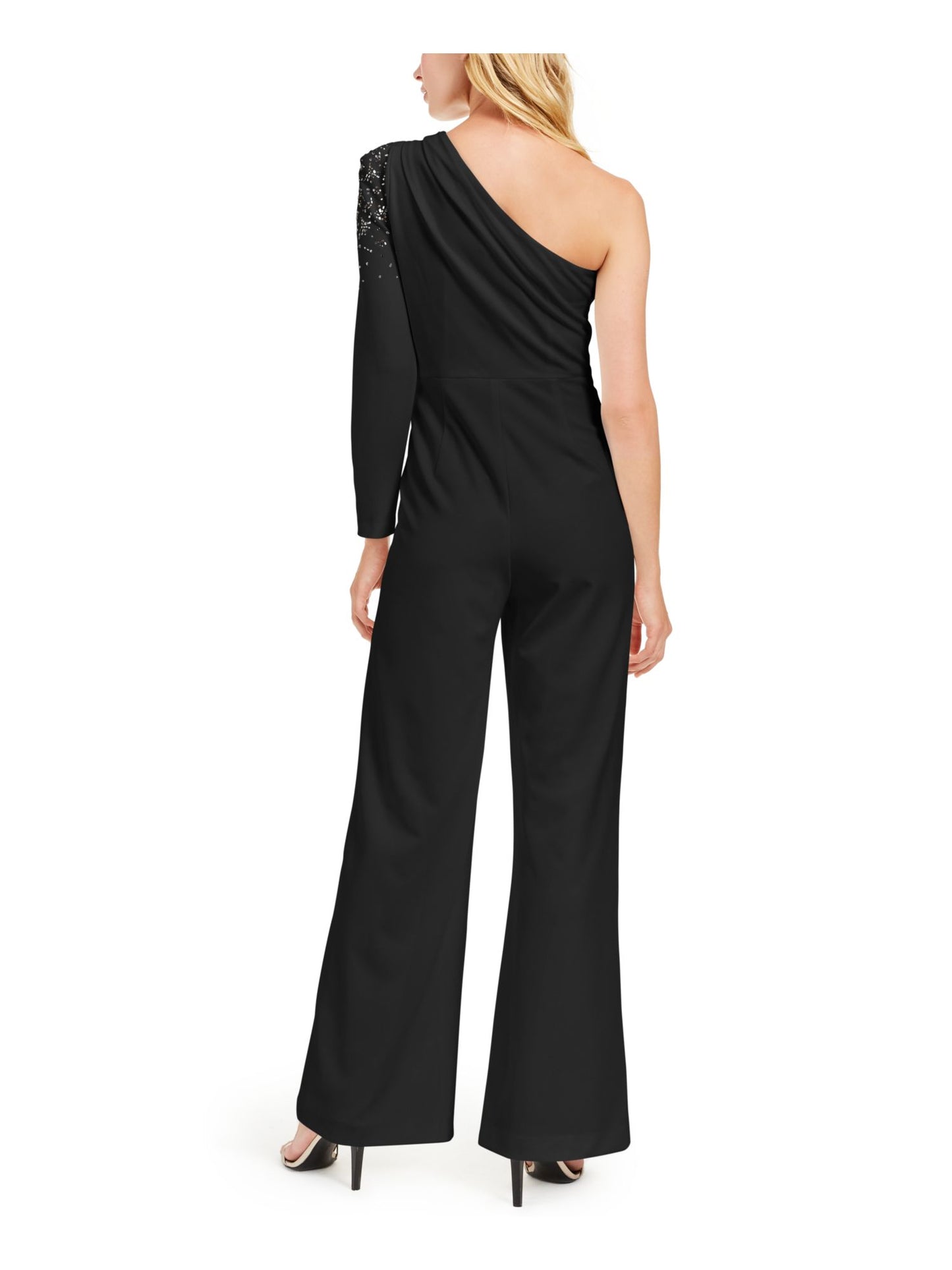 Macacão Calvin Klein Feminino com Zíper e Manga Longa e Decote Assimétrico, Preto, Tamanho 8