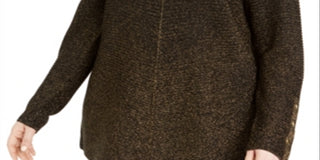 Alfani Suéter túnica feminino plus size com nervuras metálicas em lurex preto tamanho 2X