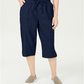 Calça feminina Karen Scott com bolsos e gravata, azul, tamanho pequeno