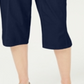 Calça feminina Karen Scott com bolsos e gravata, azul, tamanho pequeno