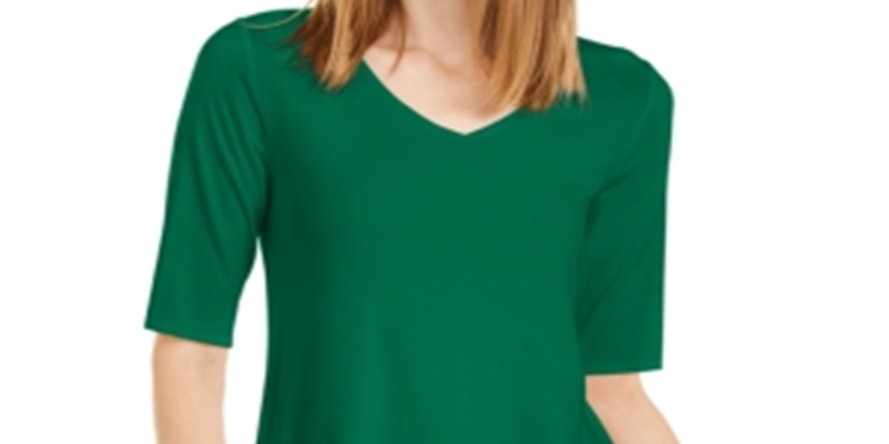 Túnica feminina Alfani com decote em V e alças finas, verde, tamanho X-S