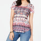 Camiseta feminina estampada estilo &amp; co rosa tamanho PP