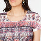 Camiseta feminina estampada estilo &amp; co rosa tamanho PP