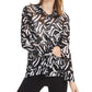 Blusa de malha estampada feminina Alfani, preta, tamanho grande