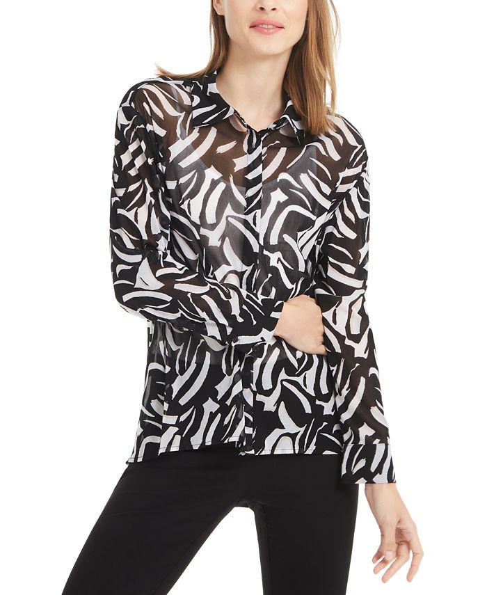 Blusa de malha estampada feminina Alfani, preta, tamanho grande