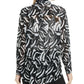 Blusa de malha estampada feminina Alfani, preta, tamanho grande