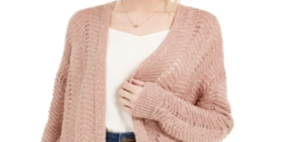 Cardigan longo texturizado Pink Rose Junior's tamanho grande