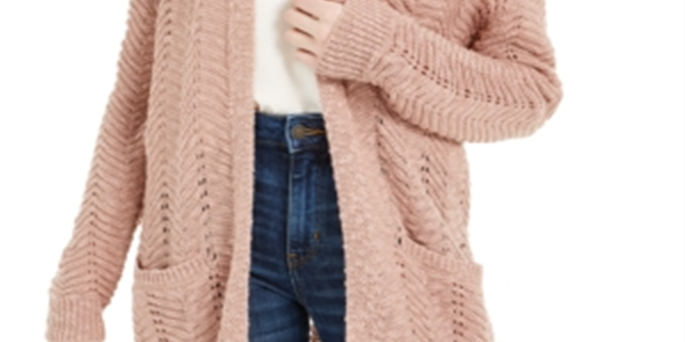 Cardigan longo texturizado Pink Rose Junior's tamanho grande