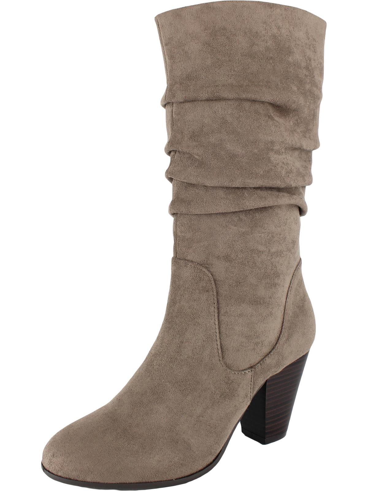 Botas Esprit Oliana de couro sintético, cano médio, largas, marrom, tamanho 11