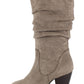 Botas Esprit Oliana de couro sintético, cano médio, largas, marrom, tamanho 11