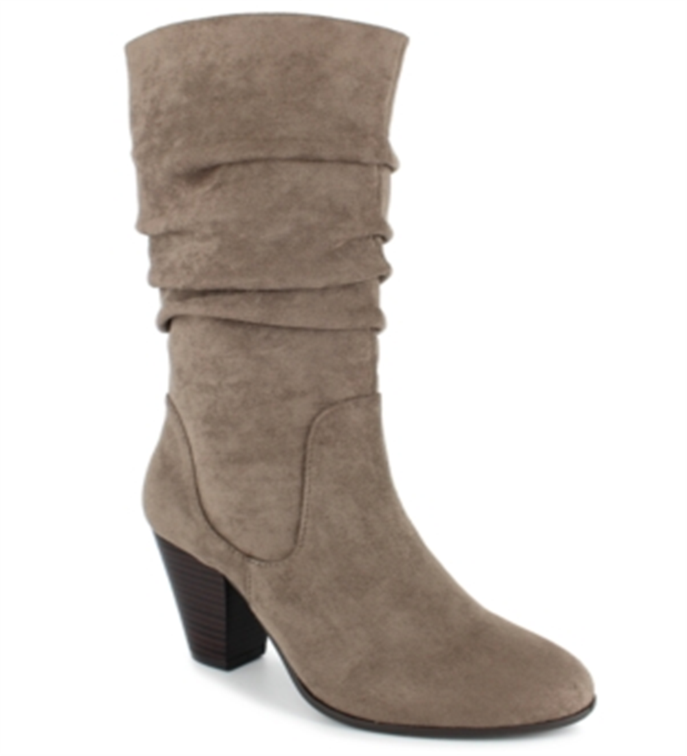 Botas Esprit Oliana de couro sintético, cano médio, largas, marrom, tamanho 11