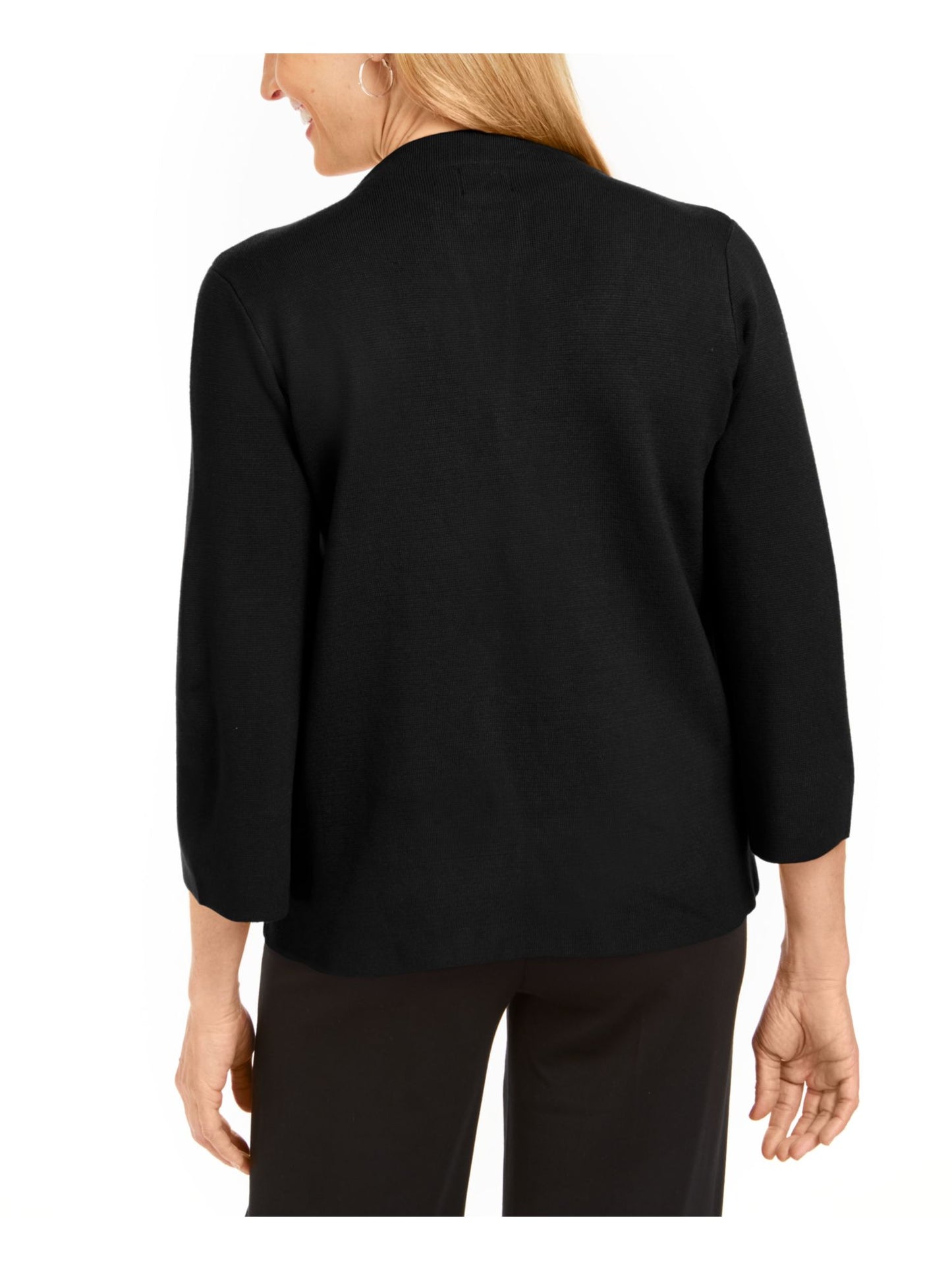 Cardigan feminino JM Collection com broche para festa de fim de ano, preto profundo, tamanho pequeno