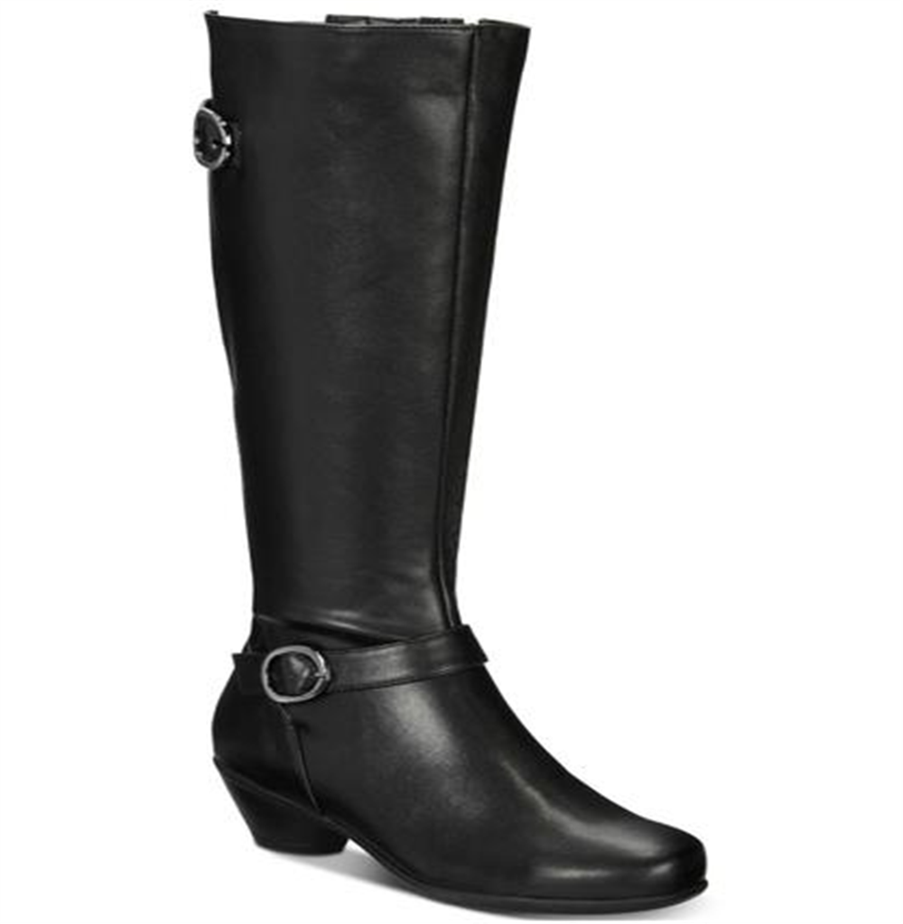 Karen Scott Botas femininas Ulee de bico fechado até o joelho, pretas, tamanho 5,5 m