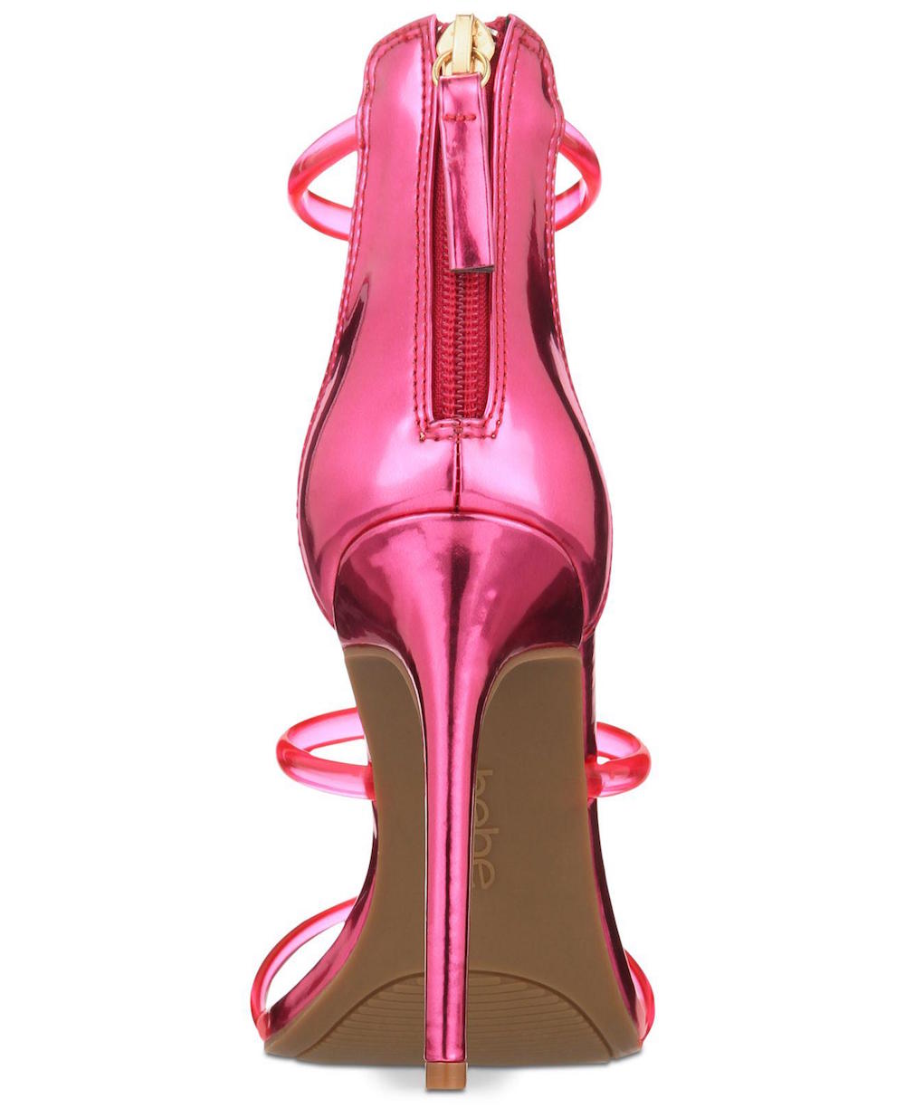 Sandálias femininas Bebe com tiras metálicas no tornozelo, rosa, tamanho 10 M