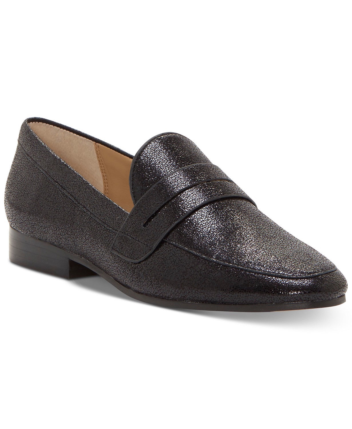 Mocassim Enzo Angiolini Tazlin de couro feminino, bico fechado, preto, tamanho 7 M