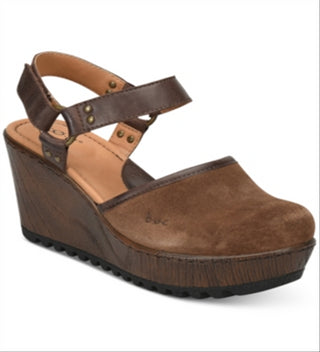 BOC Rina Leather Ankle Strap Wedge Heels Feminino Preto Tamanho 10 M