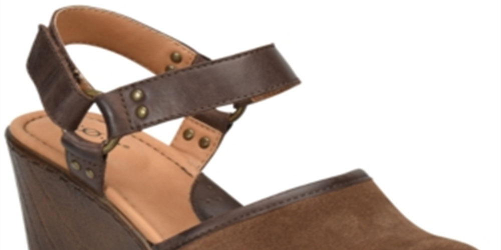 BOC Rina Leather Ankle Strap Wedge Heels Feminino Preto Tamanho 10 M